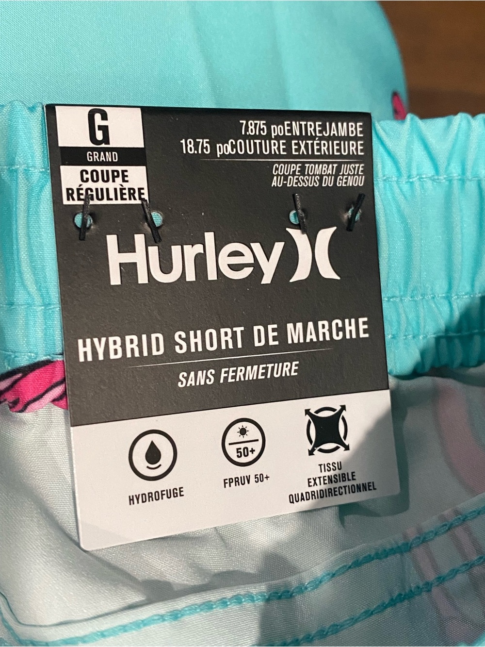 Hurley Aqua Blue Swim Shorts with Pink Flamingo Print - Picture 5 of 7